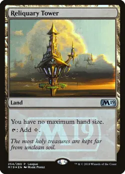 1 Reliquary Tower, FOIL MTG M19 Magic League Foil Promotion LP Lightly Played - Image 1