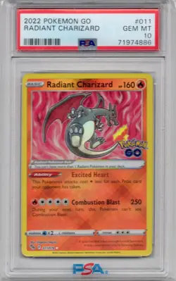 Radiant Charizard 11/78, Radiant Holo Pokemon TCG Sw&Sh Pokemon GO PSA 10 GEM MT - Image 1