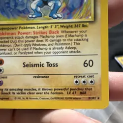 POKEMON TCG WOTC BASE SET MACHAMP #8/102 HOLO 1ST ED 1999 100HP STAGE 2 - Image 2