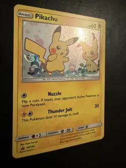 Pikachu & Mimikyu 2019 Sun and Moon Black Star Holo Promo SM162 Pokemon - Image 1