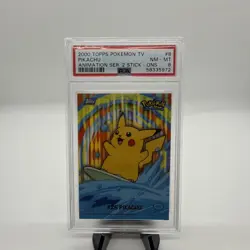 Surfing Pikachu Pokemon 2000 Topps Animation Series 2 Stick On English #8 PSA 8 - Image 1