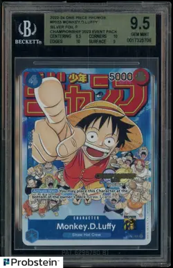 2022-24 One Piece Promos P033 Monkey D. Luffy Silver Foil Champsp Event BGS 9.5 - Image 1