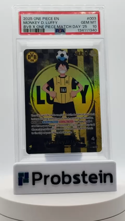 2025 ONE PIECE PROMOS BVB X ONE PIECE MATCH DAY 2025 #003 MONKEY D. LUFFY PSA 10 - Image 2
