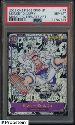 2023 One Piece OP05 Japanese Manga Alternate Art #119 Monkey D. Luffy PSA 10 - Image 1