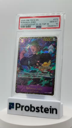 2025 One Piece OP09-076 Roronoa Zoro Top 16 Regional Championship Card PSA 10 - Image 2