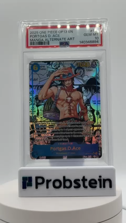 2025 One Piece OP13 EN Manga Alternate Art #119 Portgas D. Ace PSA 10 GEM MINT - Image 2