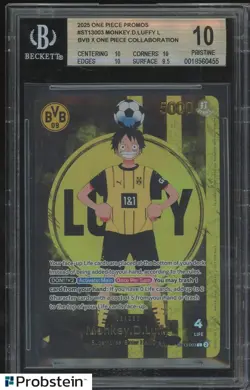 2025 ONE PIECE PROMOS BVB X ONE PIECE MATCH DAY 2025 #003 MONKEY D. LUFFY BGS 10 - Image 1