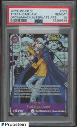 2023 One Piece OP05 Manga Alternate Art #069 Trafalgar Law PSA 10 GEM MINT - Image 1