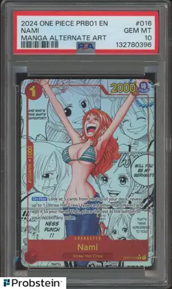 2024 One Piece PRB01 En Manga Alternate Art #016 Nami PSA 10 GEM MINT - Image 1