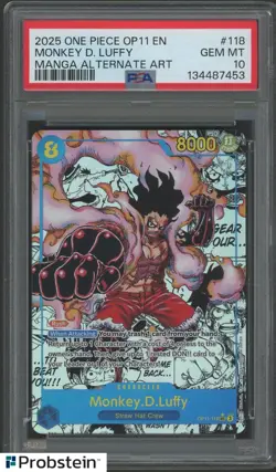 2025 One Piece OP11 EN Manga Alternate Art #118 Monkey D. Luffy PSA 10 GEM MINT - Image 1