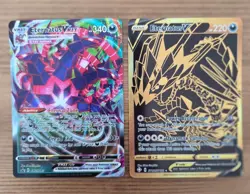 Lot of Two (2) Pokemon Eternatus VMAX Black Star Promo SWSH045 & V SV121/SV122 - Image 1