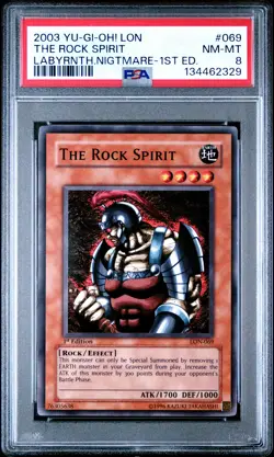 2003 YU-GI-OH! LON-LABYRINTH OF NIGHTMARE 1ST ED #069 THE ROCK SPIRIT PSA 8 - Image 1