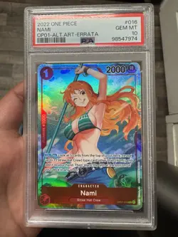 ONE PIECE ROMANCE DAWN OP01-016 NAMI ALTERNATE ART PSA 10 GEM MINT - Image 1
