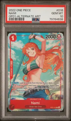 ONE PIECE ROMANCE DAWN OP01-016 NAMI ALTERNATE ART PSA 10 GEM MINT #79764638 - Image 1