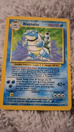 ​Blastoise Holo Rare 2/130 Base Set 2 Pokemon Card 2000 Vintage WOTC LP - Image 2