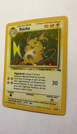RAICHU BASE SET RARE 1999 HOLO FOIL HOLO POKEMON CARD 14/62 90HP - Image 3