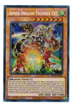 Yu-Gi-Oh Card: Armed Dragon Thunder LV7 MP22-EN002 Secret Rare 1st Edition! NM - Image 1