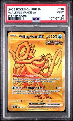 2025 Pokemon Prismatic Evolutions 178 Walking Wake EX Hyper Rare PSA 9 Card MINT - Image 1