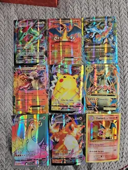 JUMBO Cards Lot of 9 Charizard Pikachu Rayquaza Foil Fan Art Collector Cards - Image 1