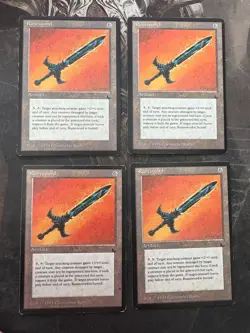 *** THE DARK Runesword x4 *** LP 2x Hair Misprint! - DUTY FREE MtG Magic - Image 1