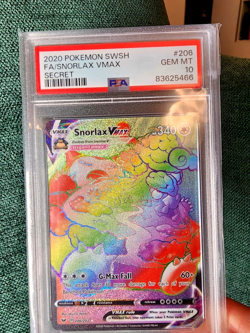 2020 POKEMON SWORD & SHIELD SECRET #206 FULL ART/SNORLAX VMAX PSA 10 - Image 1