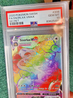 2020 POKEMON SWORD & SHIELD SECRET #206 FULL ART/SNORLAX VMAX PSA 10 - Image 2