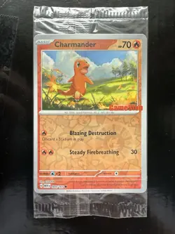 Pokemon 151 Charmander Gamestop Stamped Reverse Holo Promo 004/165 Sealed - Image 1