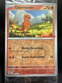 Pokemon 151 Charmander Gamestop Stamped Reverse Holo Promo 004/165 Sealed - Image 2
