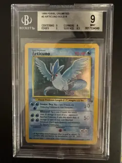 Articuno BGS 9 Mint Pokemon 1999 Fossil Unlimited Holo 2/62 - Image 1