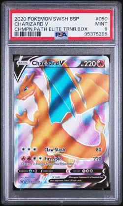 2020 Pokemon SWSH BSP - Charizard V #50 - Champions Path Elite Trainer Box PSA 9 - Image 1