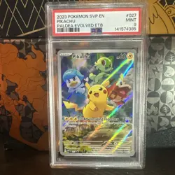 PIKACHU #027 PSA 9 2023 MINT Paldea Evolved ETB Promo Full Art Holo Pokemon SVP - Image 1