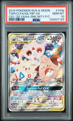 Pokemon Togepi & Cleffa & Igglybuff GX 143A/236 Alt Art Tag Team GEM MINT PSA 10 - Image 1