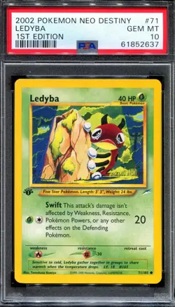 PSA 10 Pokemon 2002 1st Edition Neo Destiny Ledyba Common #71 - Image 1