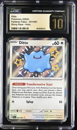 2024 Pokemon Paldean Fates Ditto #201 CGC 10 PRISTINE - Image 1