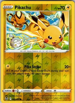 Pokemon | SWSH12: Silver Tempest | Pikachu | 049/195 | Reverse Holo | NM - Image 1