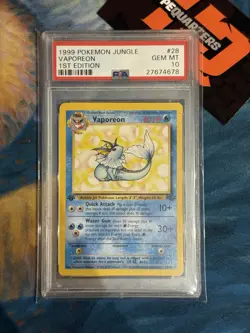 Vaporeon 1999 Pokemon Jungle 1st Edition Non Holo #28 PSA 10 - Image 1