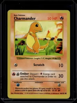 Pokemon TCG Charmander 46/102 Base Set Shadowless LP - Image 1