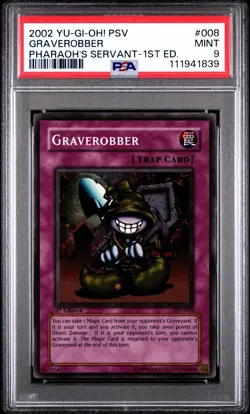 2002 Yugioh PSV-008 Pharoah's Servant Super Rare 1st Edition Graverobber PSA 9 - Image 1