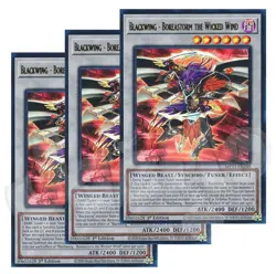 Yugioh Blackwing Boreastorm the Wicked Wind x 3 - 1st Ultra Rare NM - Free Holo - Image 1
