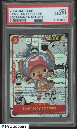 2024 One Piece EB01 Manga Alternate Art #006 Tony Tony Chopper PSA 10 GEM MINT - Image 1