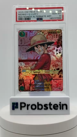 One Piece TCG Luffy Red Manga Japanese OP13 PSA 10 - Image 2