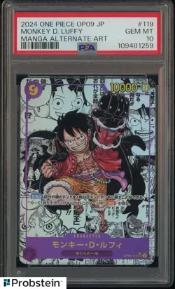 2024 One Piece OP09 JP Manga Alternate Art #119 Monkey D. Luffy PSA 10 - Image 1
