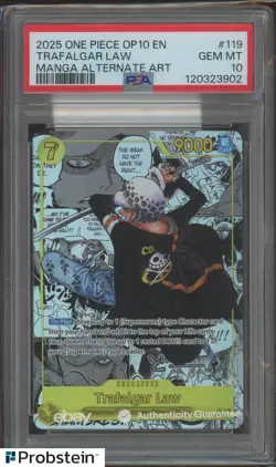 2025 One Piece OP10 En Manga Alternate Art #119 Trafalgar Law PSA 10 GEM MINT - Image 1
