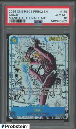 2025 One Piece PRB02 EN Manga Alternate Art #119 Sanji PSA 10 GEM MINT - Image 1