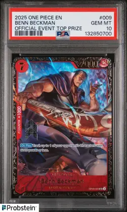 2025 One Piece EN Official Event Top Prize #009 Benn Beckman PSA 10 GEM MINT - Image 1
