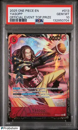 2025 One Piece EN Official Event Top Prize #013 Yasopp PSA 10 GEM MINT - Image 1