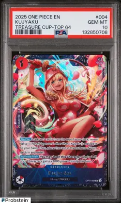 2025 One Piece EN Treasure Cup Top 64 #004 Kujyaku PSA 10 GEM MINT - Image 1