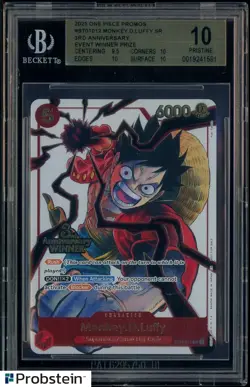 2025 One Piece Promos ST01012 Monkey D Luffy 3rd Anniversary Winner Prize BGS 10 - Image 1