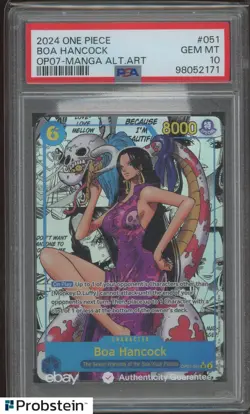 2024 One Piece OP07 Manga Alternate Art #051 Boa Hancock PSA 10 GEM MINT - Image 1
