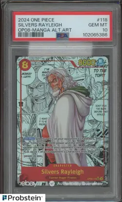 2024 One Piece OP08 Manga Alternate Art #118 Silvers Rayleigh PSA 10 GEM MINT - Image 1